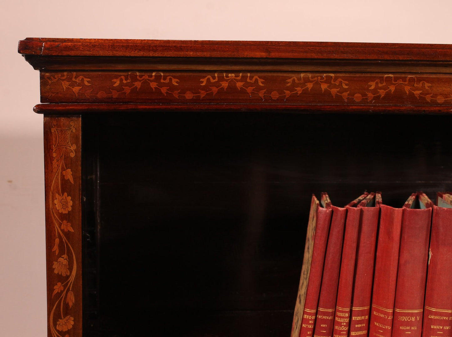 19th CenturyOpen Bookcase in Mahogany and Marquetry, England