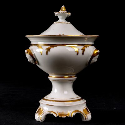 19th CenturyTripod Fruit Bowl with Lid Paris Porcelain-UQL-1730106