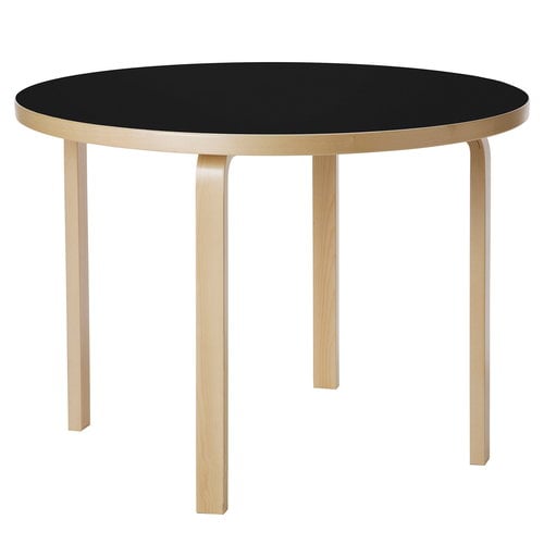 AALTO 90A - Round Wooden Table by Artek #Black Linoleum