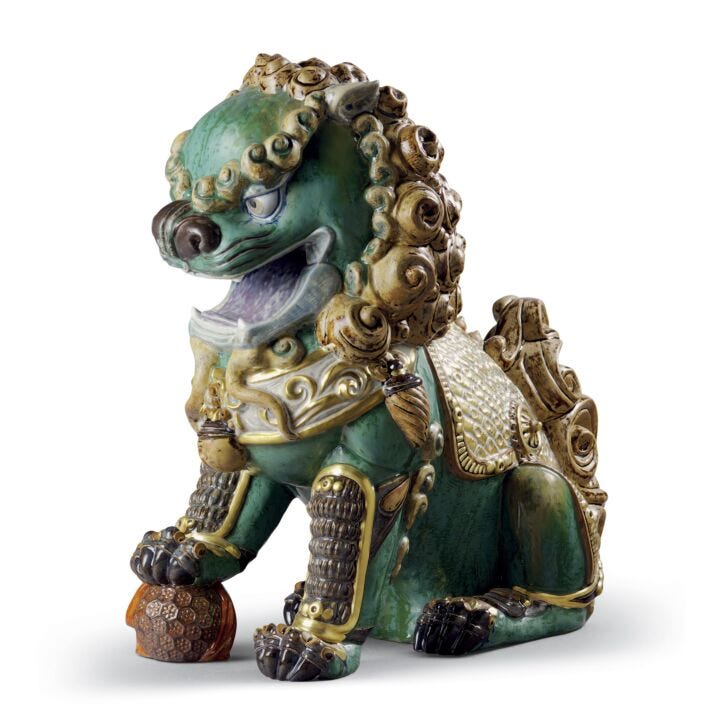 Oriental Lion Sculpture by Lladró #Green