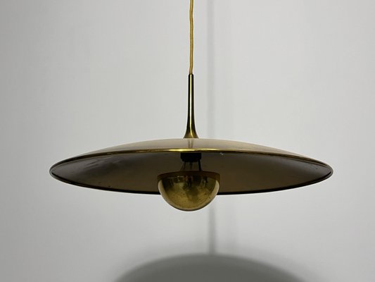 1st Edition Brass Pendant Lamp with Counterweight attributed to Florian Schulz, 1960s-PUK-2022202