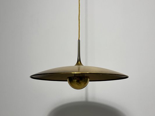 1st Edition Brass Pendant Lamp with Counterweight attributed to Florian Schulz, 1960s-PUK-2022202