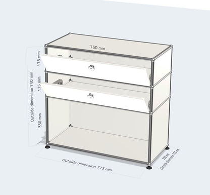 1x3 Mini Bookcase (2 drop down doors) [W750XD350XH(350+175+175)]