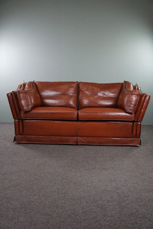 2 Seat Castle Bank Made from High -Quality Cattle Lecturer in Cognac Color