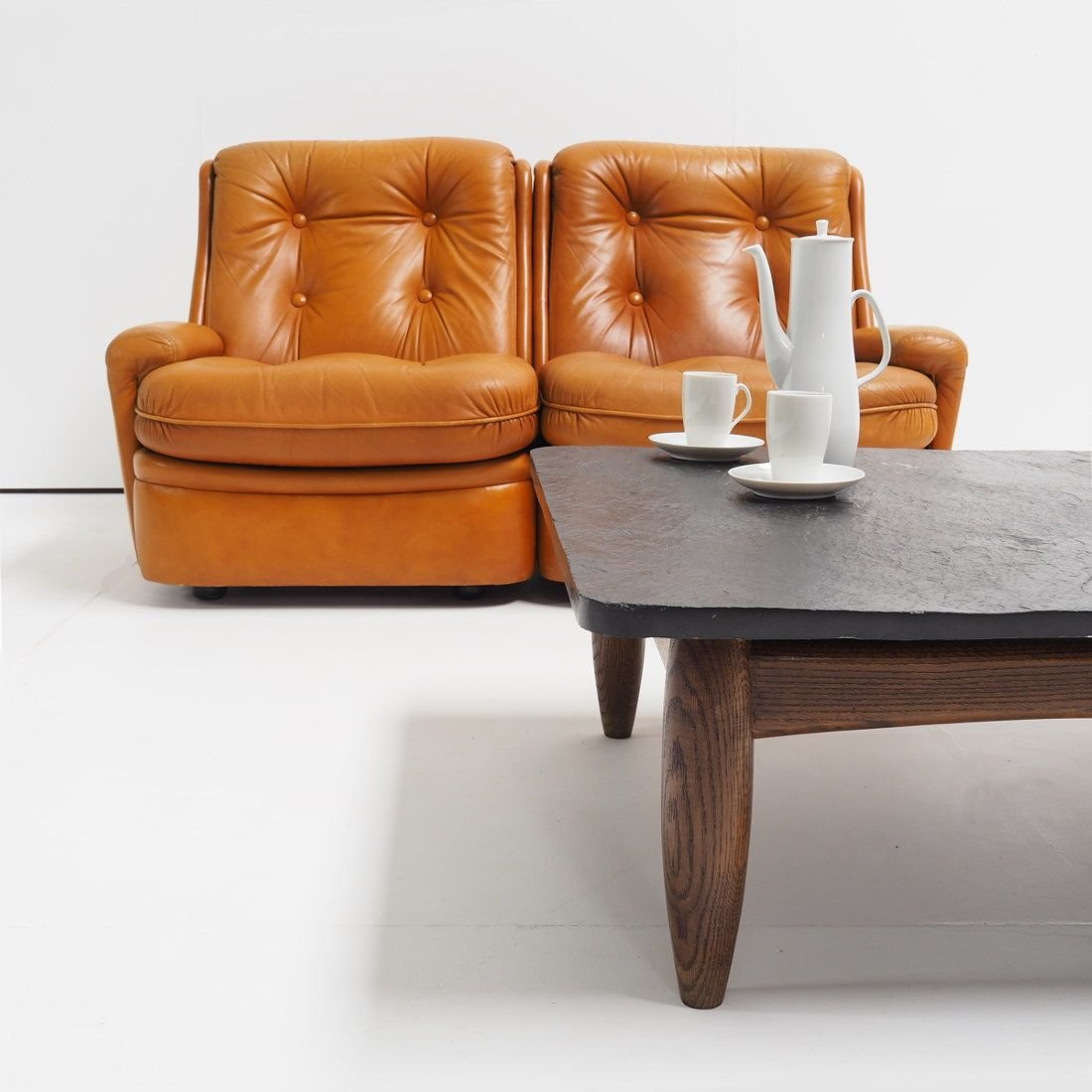 2-Seat Sofa in Leather by Michel Cadestin for Airborne