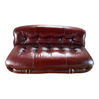 2-Seater Brown Leather Soriana Sofa by Afra and Tobia Scarpa for Cassina, 1969-RPH-975024