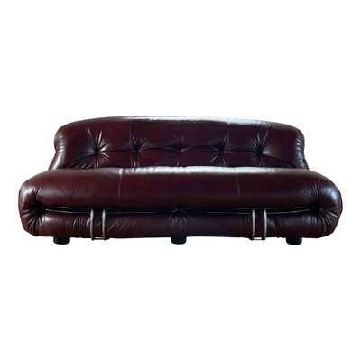 2-Seater Brown Leather Soriana Sofa by Afra and Tobia Scarpa for Cassina, 1969-RPH-975024