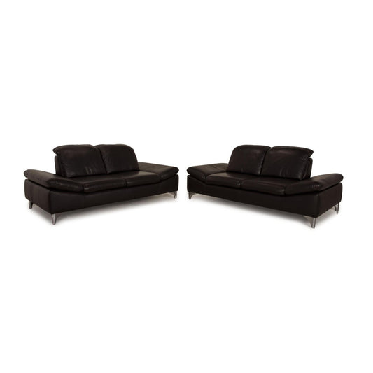 2-Seater Enjoy Dark Brown Leather Sofas from Willi Schillig, Set of 2