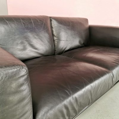 2-Seater Sofa in Black Leather by Gavina for Studio Simon, 1970s-PRS-1438356