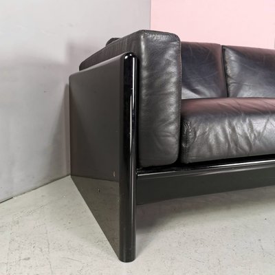 2-Seater Sofa in Black Leather by Gavina for Studio Simon, 1970s-PRS-1438356