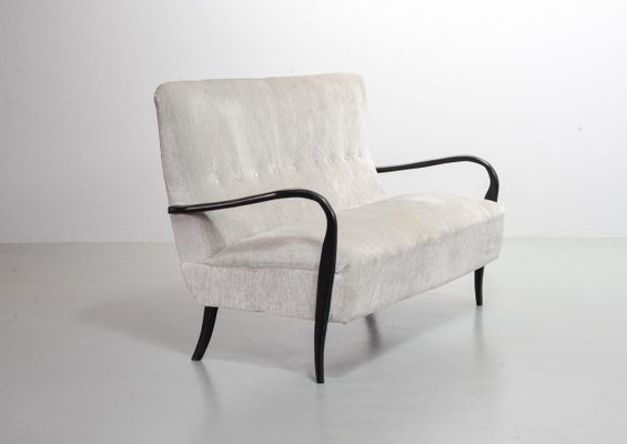 2-Seater Sofa in Grey Silver Fabric by Guglielmo Ulrich, 1950s-IXC-811669