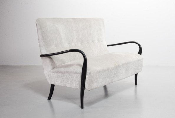 2-Seater Sofa in Grey Silver Fabric by Guglielmo Ulrich, 1950s-IXC-811669