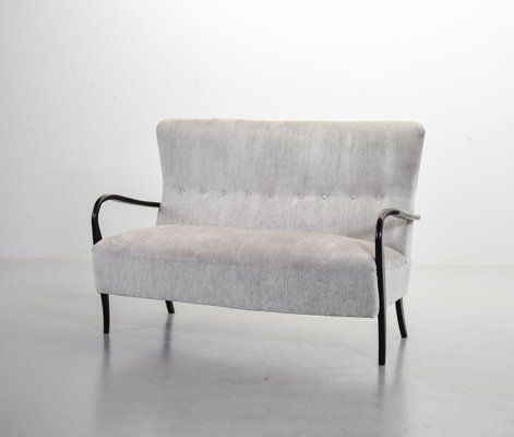 2-Seater Sofa in Grey Silver Fabric by Guglielmo Ulrich, 1950s-IXC-811669