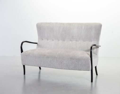 2-Seater Sofa in Grey Silver Fabric by Guglielmo Ulrich, 1950s-IXC-811669