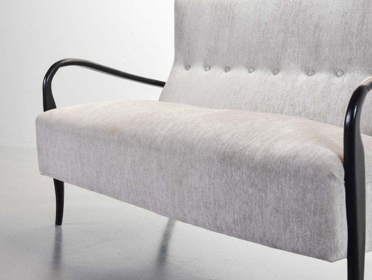 2-Seater Sofa in Grey Silver Fabric by Guglielmo Ulrich, 1950s-IXC-811669