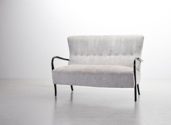 2-Seater Sofa in Grey Silver Fabric by Guglielmo Ulrich, 1950s-IXC-811669