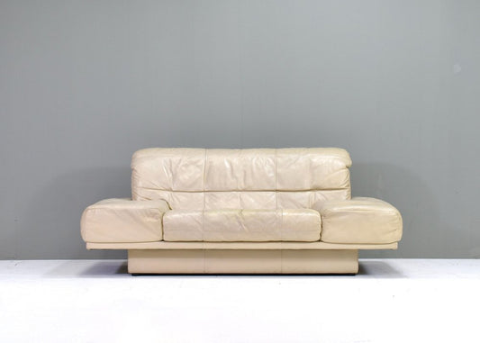 2-Seater Sofa in Ivory Leather from Rolf Benz, Germany, 1980s