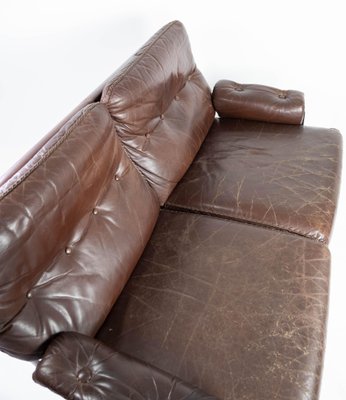 2-Seater Sofa in Patinated Brown Leather by Arne Norell, 1970s-UY-952727