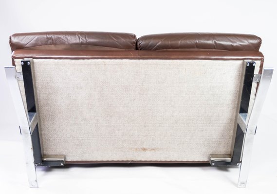 2-Seater Sofa in Patinated Brown Leather by Arne Norell, 1970s-UY-952727