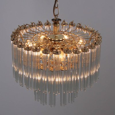 2-Tier Glass and Brass Chandelier in the Style of Venini, 1960s-VLZ-632106