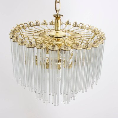 2-Tier Glass and Brass Chandelier in the Style of Venini, 1960s-VLZ-632106