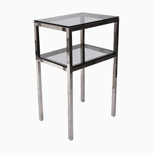 2-Tier Side Table in Steel and Glass, Italy, 1980s-JDR-1126199