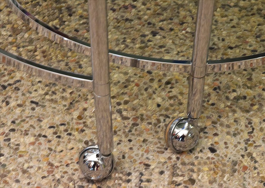 2-Tier Swivel Coffee Table in Chromed Steel and Crystal, 1970s