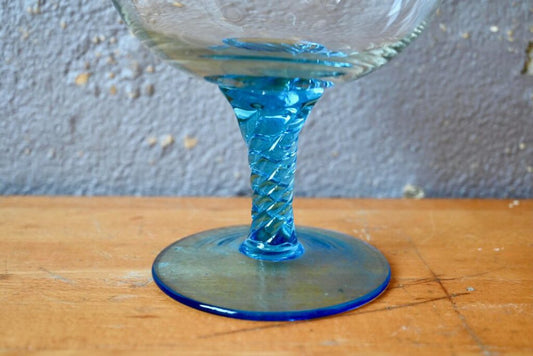 2-Tone Blue & Clear Glass Cup from Empoli, 1970s