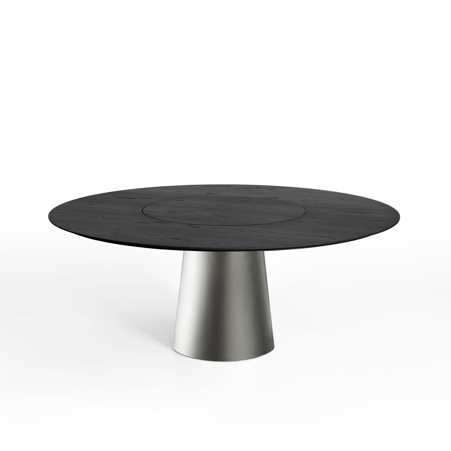 MATERIC - Round dining table with Lazy Susan (Dimension - Ø 1600 x H. 743 mm / Base - Burnished Brass (R16))