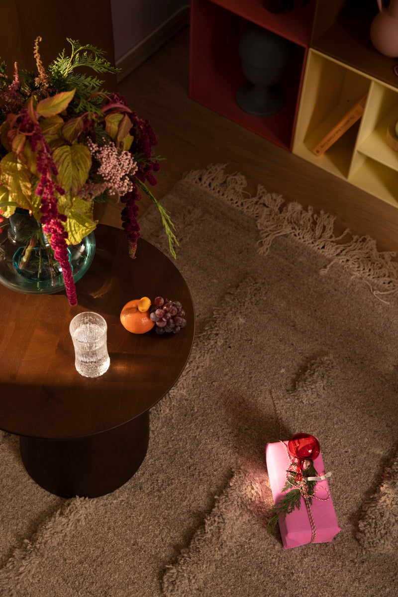 Wooden Parabel table, small, walnut