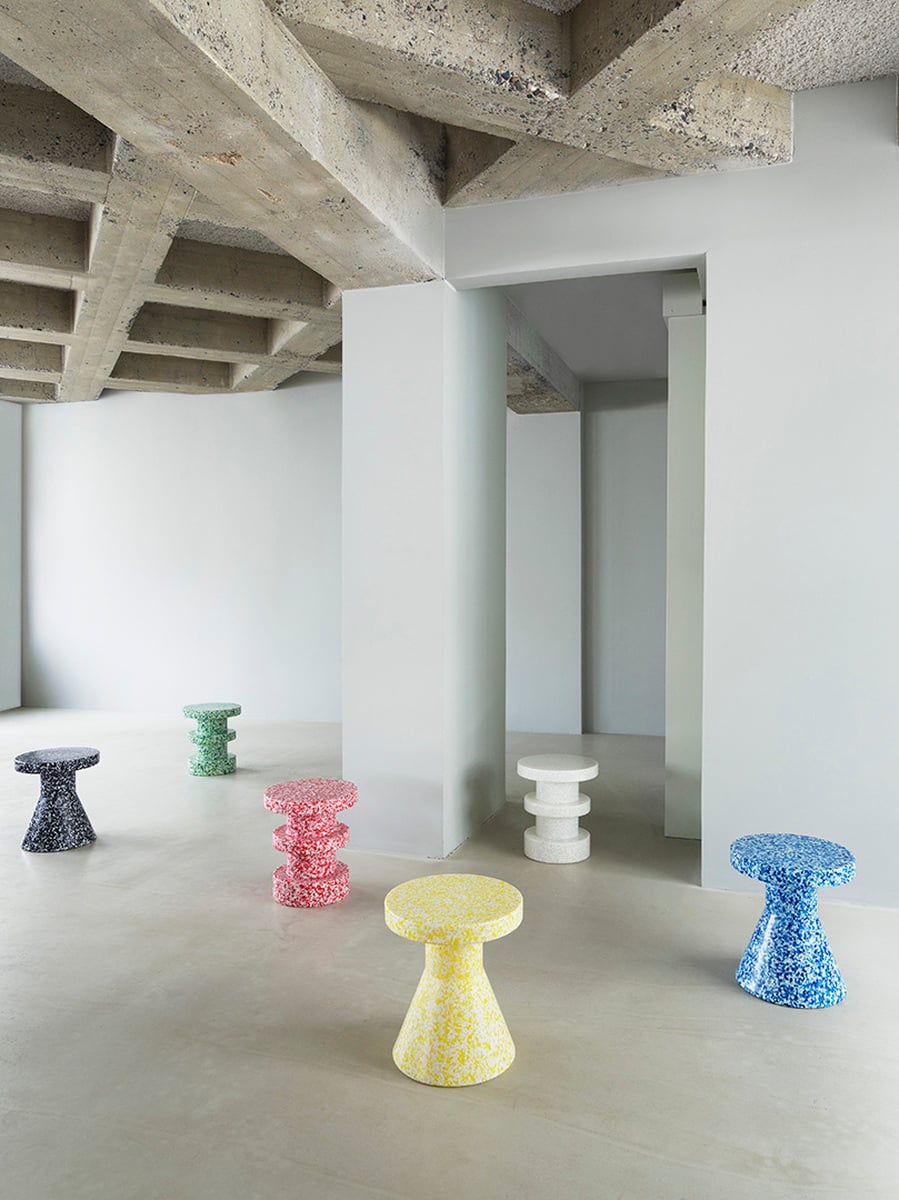 Bit stool, cone, black - white