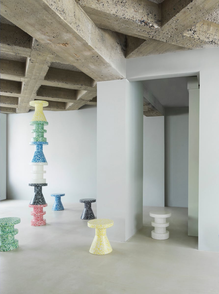 Bit stool, cone, black - white