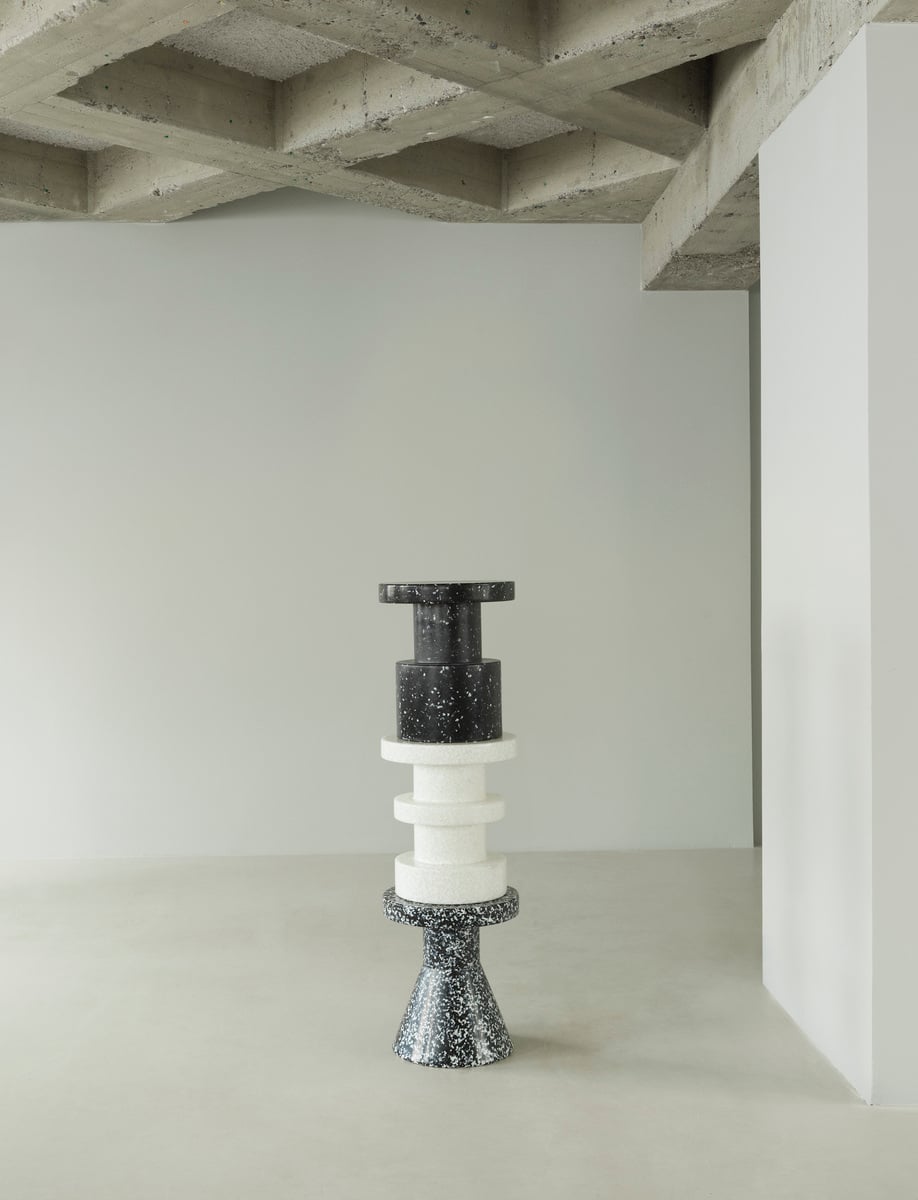 Bit stool, cone, black - white