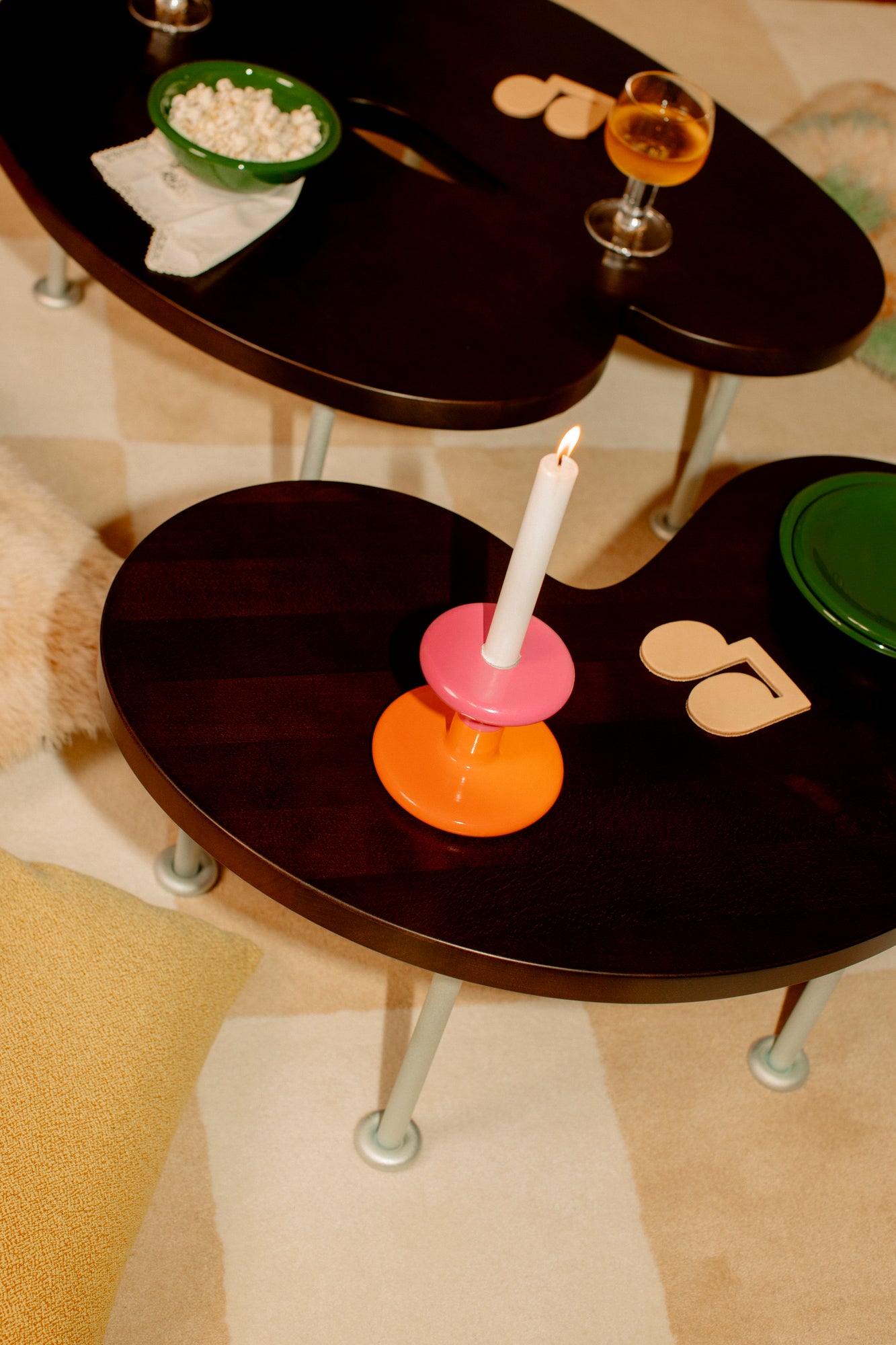 Worm coffee table, small, brown - steel