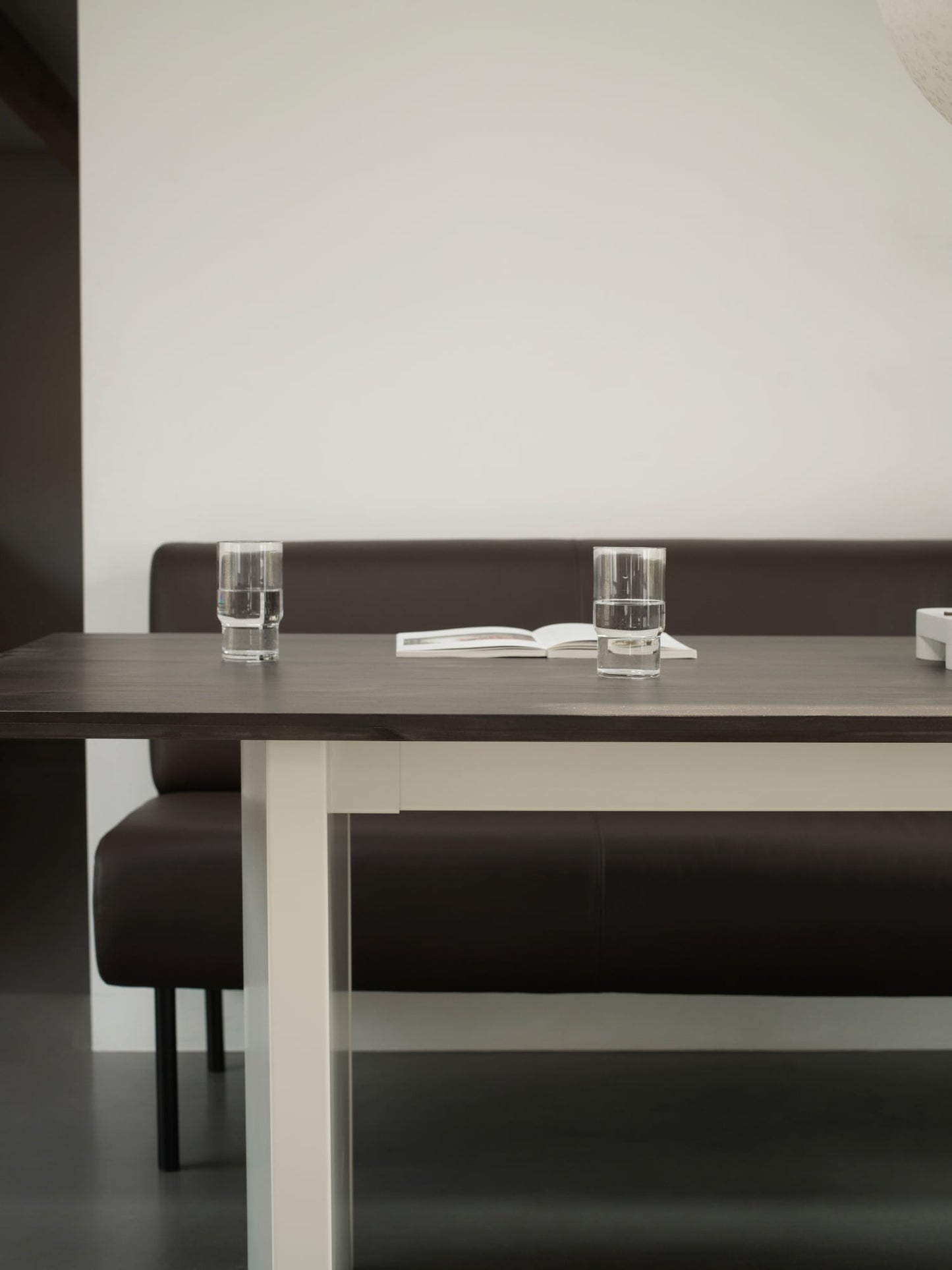 Panel table, 90 x 200 cm, cream - dark brown