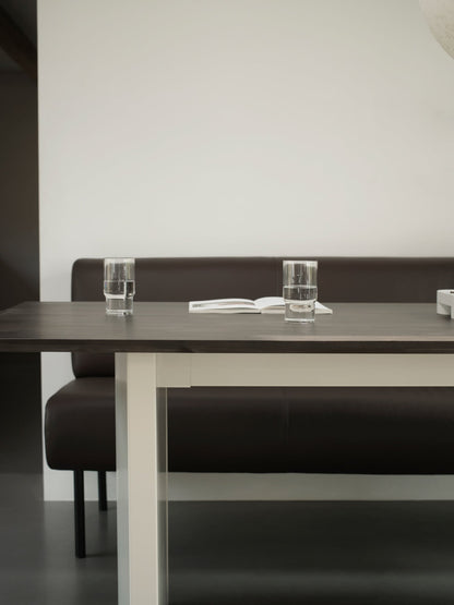 Panel table, 90 x 200 cm, cream - dark brown