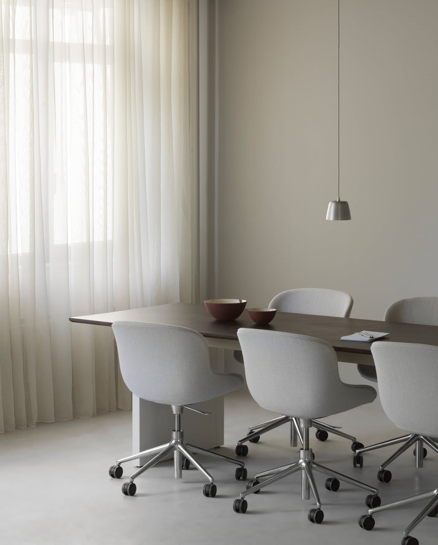 Panel table, 90 x 200 cm, cream - dark brown