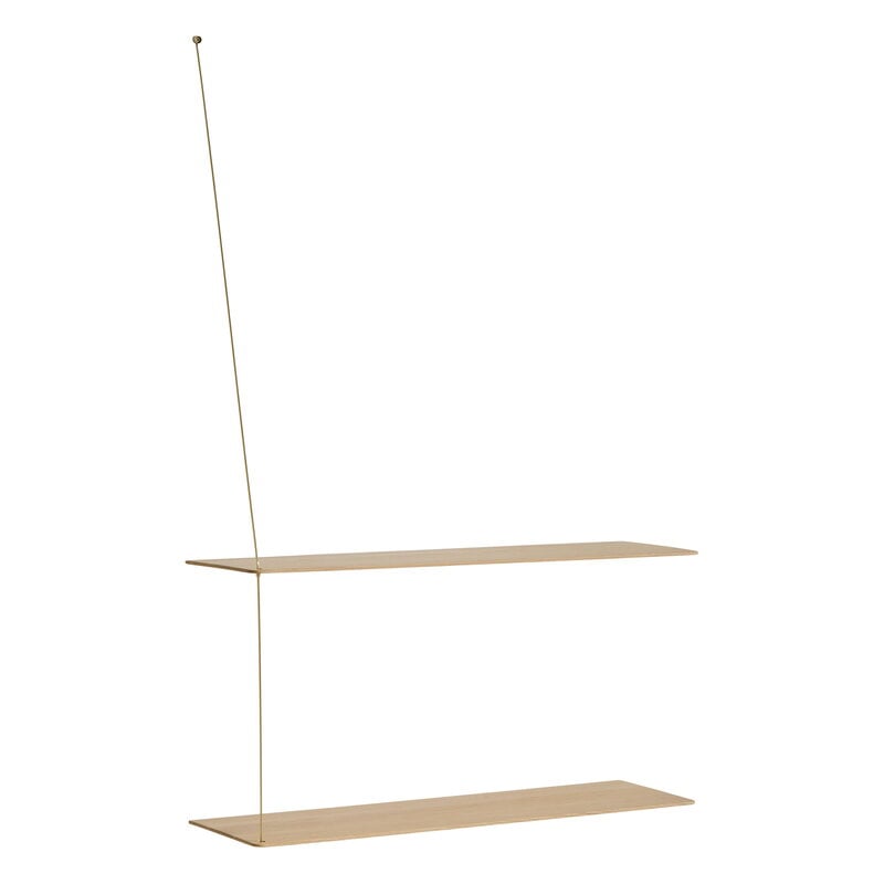 Stedge shelf by Woud #80 cm, white lacquered oak - brass #