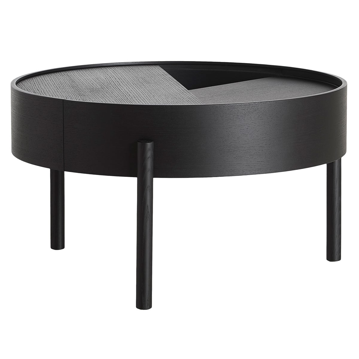 Arc coffee table 66 cm, black painted ash