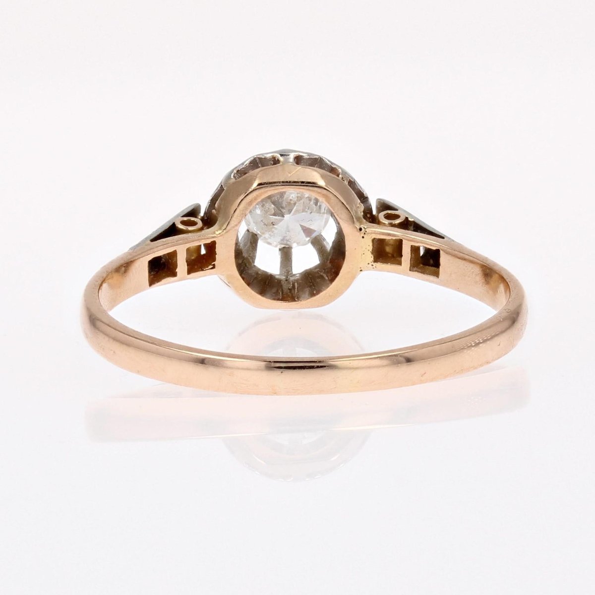 20th Century 18 Karat Rose Gold Solitaire Ring with Diamond