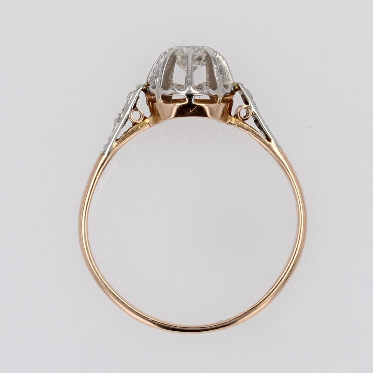 20th Century 18 Karat Rose Gold Solitaire Ring with Diamond