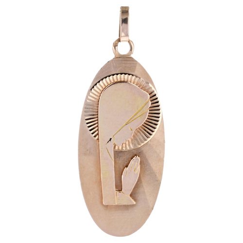 20th Century 18 Karat Rose Gold Stylized Virgin Medal Pendant