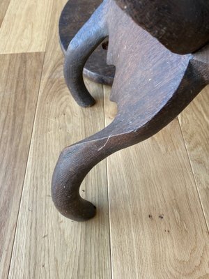 20th Century Africanist Brutalist Stool with Tray-QKG-1368289