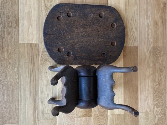 20th Century Africanist Brutalist Stool with Tray-QKG-1368289