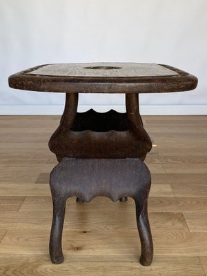 20th Century Africanist Brutalist Stool with Tray-QKG-1368289