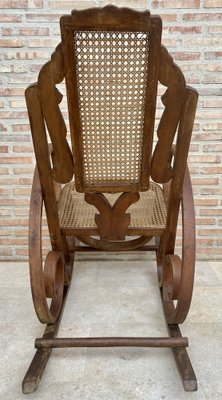 20th Century Art Deco Bentwood Rocking Chairs with Reed Seats, Set of 2-NOU-1264472