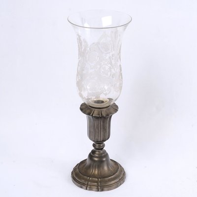 20th Century Baccarat Crystal and Pewter Tealight Candlestick Lamp-UQL-1724124