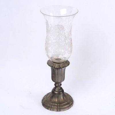 20th Century Baccarat Crystal and Pewter Tealight Candlestick Lamp-UQL-1724124