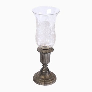 20th Century Baccarat Crystal and Pewter Tealight Candlestick Lamp-UQL-1724124