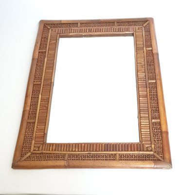 20th Century Bamboo Rattan Mirror, Italy, 1950s-ADN-2020259